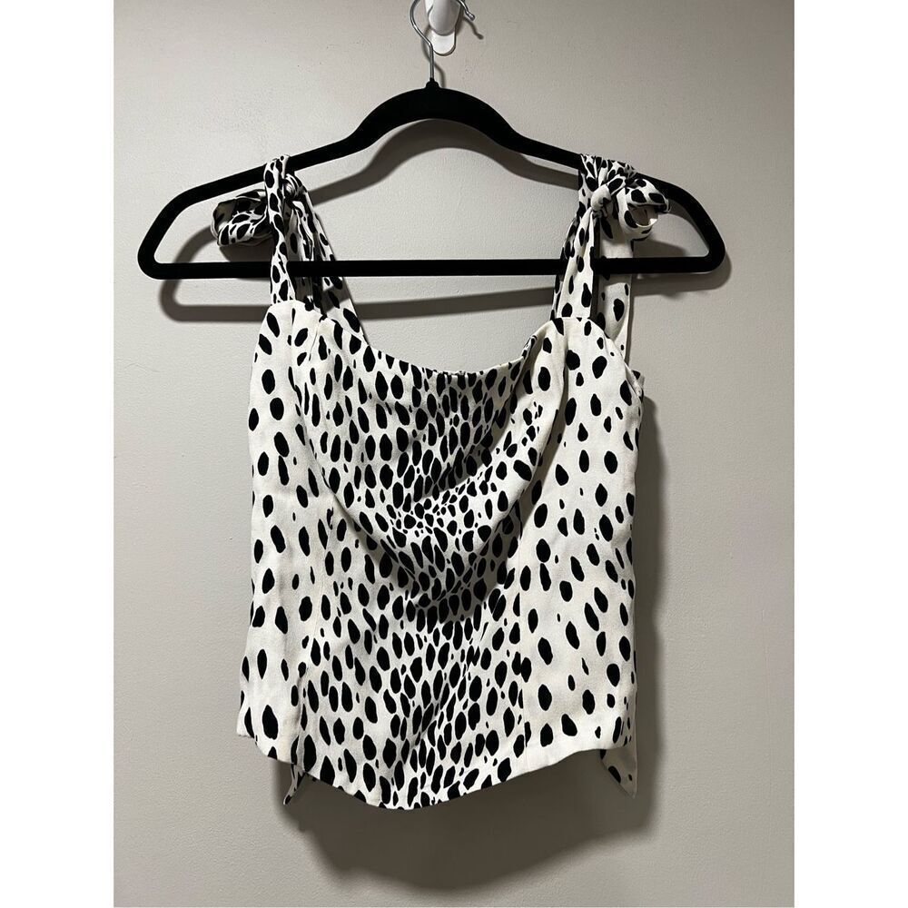 Reformation Women's Cream Black Cheetah Print Ellora Top Size 0 NWOT - Picture 3 of 7